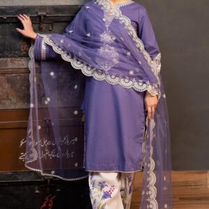 Zara Shahjahan Hit Code Embroidered Lawn 3Pc With Embroidered Organza Dupatta