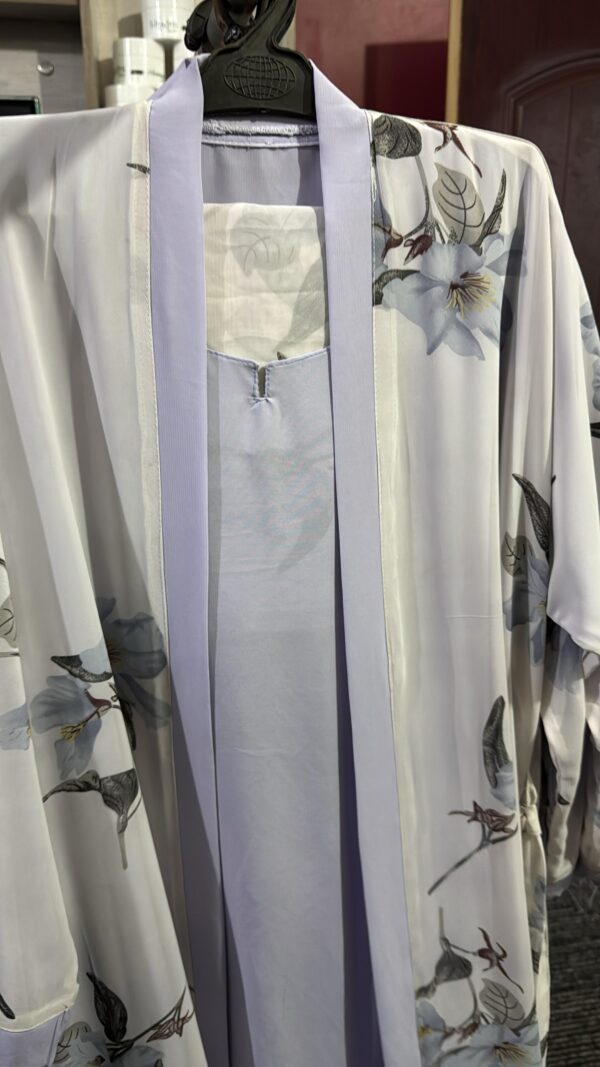 Layered Printed Coat Abaya Set - Image 4