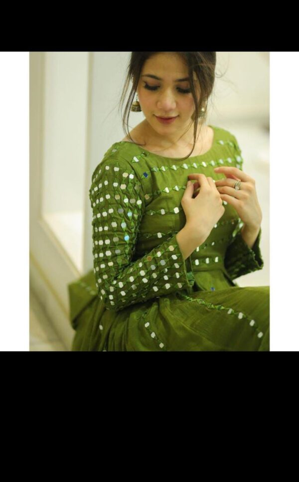 Mehndi Glow – Green Embroidered Ensemble - Image 4